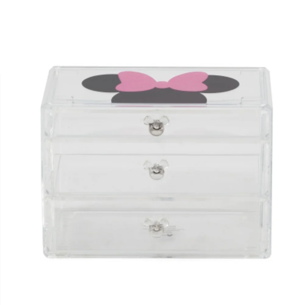 MINNIE MOUSE Acrylic Makeup & Jewelry Organizer 3 Compartments BNWT RETIRED